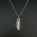 Collar con colgante mapa de Palestina en acero inoxidable con esmalte de bandera - 03 Color Acero (Cadena de Perlas)