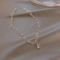 Exaggerated silver mesh choker with shimmering rhinestones and round crystal pendant - No.7 Silver Mesh Choker with Pendant