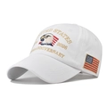 White cotton baseball cap with 3D eagle embroidery and USA flag for the 250th anniversary - Adjustable / White