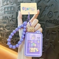 Creative purple bear sliding puzzle keychain with beaded wrist strap for bag accessories - Purple Holiday Bear Puzzle Pendant