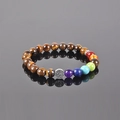 Bracciale albero della vita in occhio di tigre e sette pietre chakra con perle - Occhio di Tigre Giallo Albero della Vita 7 Chakra Perline Bracciale