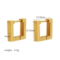 Square 18k gold plated stainless steel hoop earrings with precise 12.5mm dimensions - Gold Square Hoop (TE6028-11-124)
