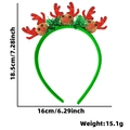 Christmas reindeer headband with red glitter antlers and green tinsel for holiday parties - Elk Style