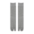 Minimalist grey tabi socks with vertical white stripes in a mid-calf cotton crew design - One Size / Light Gray