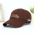 Detailed view of Devise 3D embroidery on deep brown cotton twill baseball cap - Adjustable / Coffee