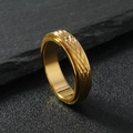 6mm gold rotatable fidget ring with diamond pattern mesh on a dark stone background - US 7 / Gold