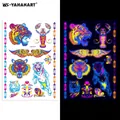 Waterproof fluorescent tattoo stickers with tiger and butterfly patterns in dual light - Fluorescent DWYG-011