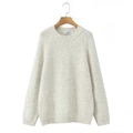 Maglione in maglia bianco crema a girocollo con maniche raglan e bordi a coste su gruccia - Taglia unica / Bianco Crema