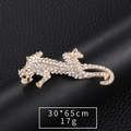 Sparkling leopard brooch with white rhinestones and black gem eyes in gold finish - Gold Large Leopard XD9272-2