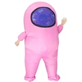 Pink inflatable character costume for adults featuring a blue face mask for parties - Space Werewolf Fans / One Size