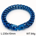 Blue stainless steel dragon bone chain bracelet 10mm width and 230mm length - 10mm Width (KB167190-KFC)