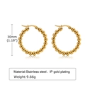 Orecchini a cerchio dorati a forma di U con perline in acciaio inossidabile, 30mm - 410 Modelli