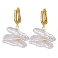 Elegant gold S925 silver earrings featuring three-tier baroque freshwater pearls - Triple Baroque Pearl Drop Earrings (GPE09)