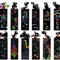 Set di 24 segnalibri da grattare a tema dinosauro con colori arcobaleno per bambini - Segnalibro 3-Tema Dinosauro 24PZ