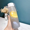 Frosted grey large plastic water bottle with deer and moon patterns and carry strap - Upgraded PC Plastic / 500ml / Matte Grey