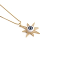 Détail d'un collier chaîne dorée avec pendentif œil maléfique étoilé et zircons brillants - boîte chaîne / Bleu 3 Mauvais Œil
