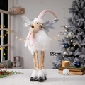 Décoration de renne en peluche de Noël poupée d'élan à longues jambes avec ailes pour fête 65cm - Renne à Grands Bois Argentés