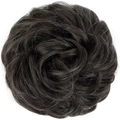 Chouchou postiche en noir et gris méché avec une texture de cheveux bouclés naturels - Gris Poivre