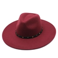Detail of wool fedora with 9.5cm wide brim featuring gold and silver metal studs - M (56-58cm) / Burgundy