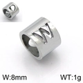 Pendentif perle en acier inoxydable argenté avec lettre W évidée et motif de coeur - Lettre W (KLJ1318-Z)
