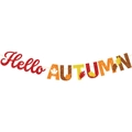 Glitzerndes Hello Autumn Banner Dekoration mit Herbst Ahornblatt Designs in Herbstfarben - Hello Autumn Banner (Y-00264-2)