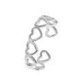 Anello aperto regolabile a cuore cavo in finitura argento con design minimalista - Bianco K (Cuore Traforato)