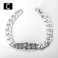 Dettaglio del bracciale a catena cubana in acciaio inossidabile con simbolo Tai Chi - Stile C-Tai Chi Bagua / 18cm