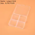 Macro view of clear 4-grid plastic organizer box measuring 9.3x8.5x2cm for jewelry - Large 4-Compartment (9.3x8.5x2cm)