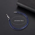 Chic 18cm tennis bracelet with blue baguette-cut cubic zirconia in silver setting - 18cm Rectangle Blue Zircon / Platinum