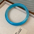 Bracciale minimalista blu lago occhio di gatto con lucentezza setosa nel display - Celeste (2#)