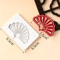 White silicone fan mold for fondant and chocolate crafts with 9.5cm x 6.5cm dimensions - Silicone Mold Small Fan