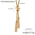 Gold-plated twist chain tassel necklace with white crystal rhinestones for women - Gold Twist Rope Tassel Necklace (TXP005)
