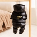 Thick waterproof black quilted dog jumpsuit with hood and integrated traction ring - Graphene Down Jacket / S (Recommended weight 1.5-2.5kg)