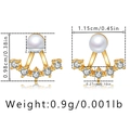 Goldene Seestern-Ohrstecker mit weißer Perle und Zirkonia-Akzenten, Gewicht 0.9g - Goldene fächerförmige Zirkonia-Perlenstecker (KE1300-3)