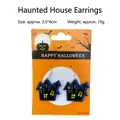 Boucles d'oreilles Halloween en acrylique en forme de maison hantée pour les fêtes - Boucles d'Oreilles Maison Hantée