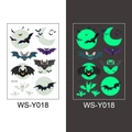 Glow in the dark Halloween temporary tattoos with bats and moon, model WS-Y018 - Bat Style (WS-Y018)