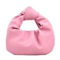 Pink minimalist crescent bag with knotted handle and pleated texture design - Pink