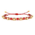 Bracciale bohémien con perline Tila rosse rettangolari e dettagli in oro - Rosso e Oro (TL-B190048A)