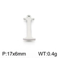 Polished silver stainless steel hollow letter I pendant charm, 17x6mm size - Letter I (KLJ1416-Z) / Steel