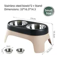 Elevated double stainless steel pet feeder with beige and black stand for dogs and cats - Black and Pink / Small