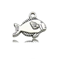 Ciondolo pesce vintage in argento con dettagli di squame per creazione gioielli oceano - Pesce argento antico