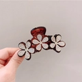 Elegante molletta per capelli a fiori marroni con strass lucidi per acconciature - Fiore Caffè + Strass Bianchi