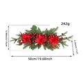 50cm Weihnachtskranz mit roten Weihnachtssternen, Beeren und detaillierten Maßangaben - Weihnachtsblumen Beeren Girlande (J1-19)