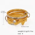 Detailed specs of gold stainless steel stacked rings with zircon and lava drop design - US 8 / Gold 3-Layer Lava Style with Zirconia (A999-2)