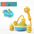 Electric yellow duck bath toy set with spray boat, plane and battery installation kit - Electric Spray Duck Battery Version [4 Ducks + Shower + Submarine]
