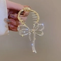 Pinza per capelli a fiocco in cristallo dorato con strass bianchi incastonati - J83 Fiocco d'Oro Strass Molletta a Griffe