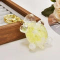 Creative yellow liquid sand turtle keychain with resin glitter and gold keyring - Glow in the Dark Lemon Yellow