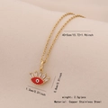 Collana in acciaio inossidabile dorato con pendente occhio greco rosso e cristallo - Stile Occhio del Diavolo Rosso d'Oro (5#)