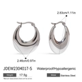 Waterdrop-shaped stainless steel earrings in silver finish with size specifications - Waterdrop U-Shape Style (JDEW2304017-S) / Silver