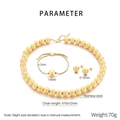 Detailed parameter diagram of gold stainless steel beaded necklace and bracelet set - Gold (KS221335-KFC)